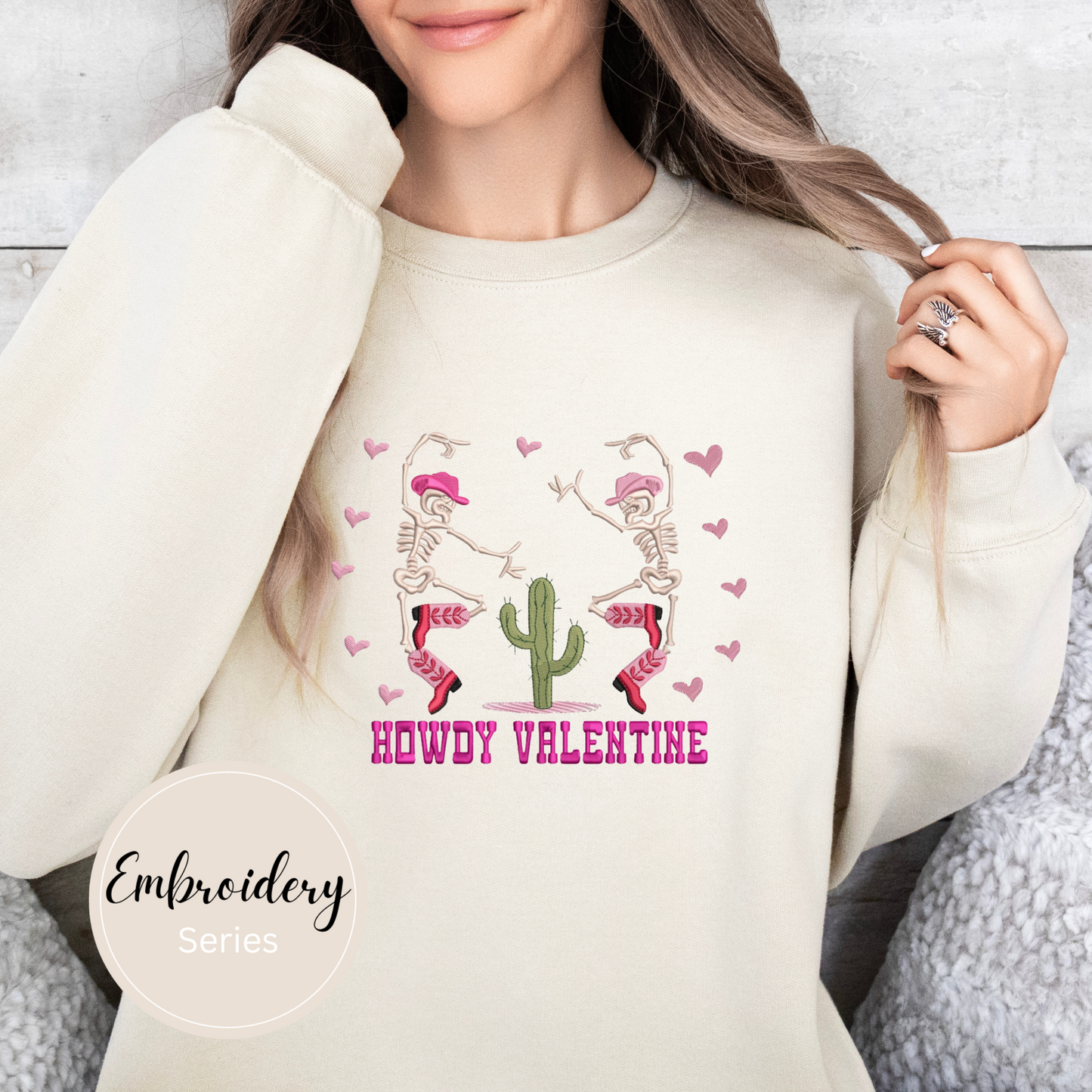 Embroidered Sweatshirt - Howdy Valentine