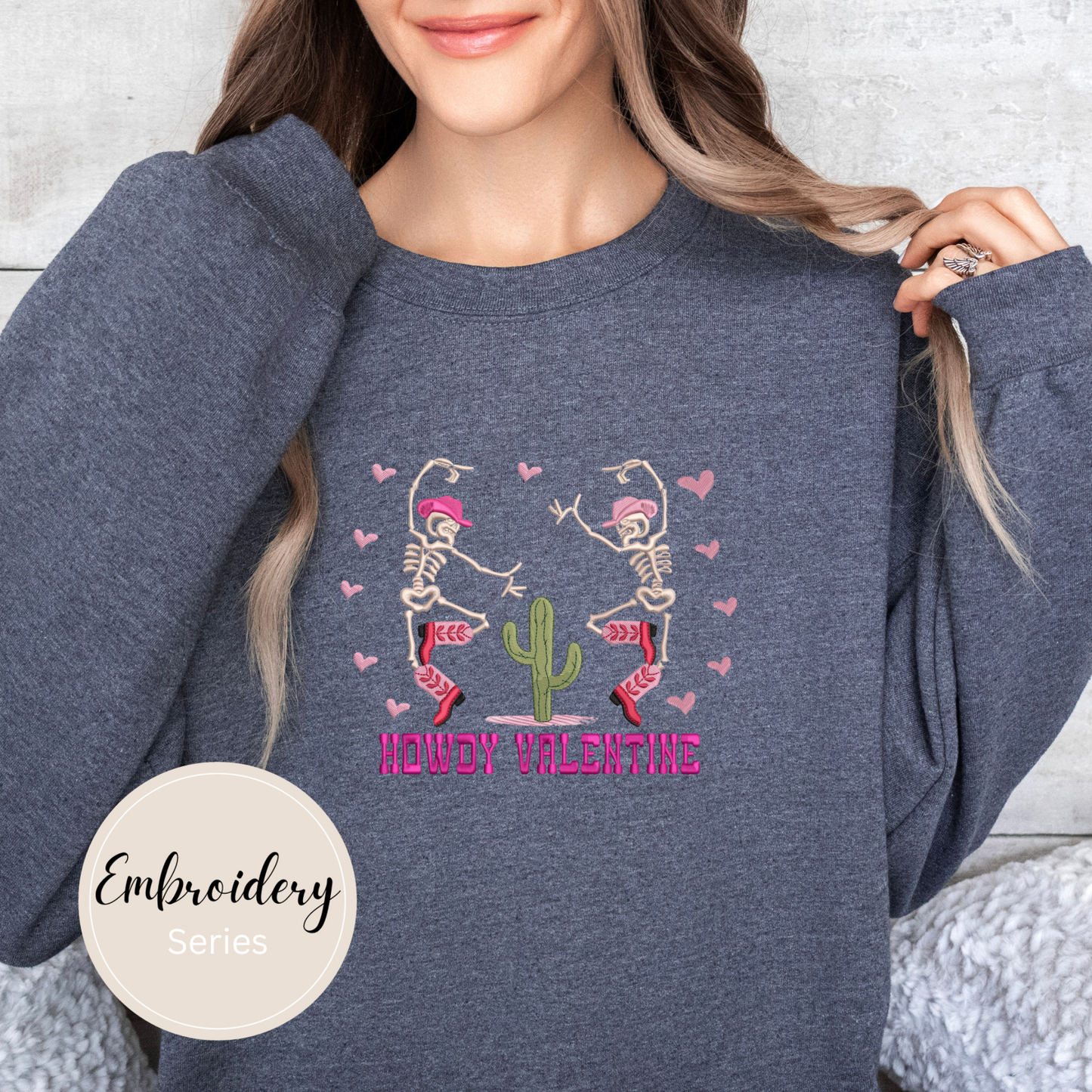 Embroidered Sweatshirt - Howdy Valentine