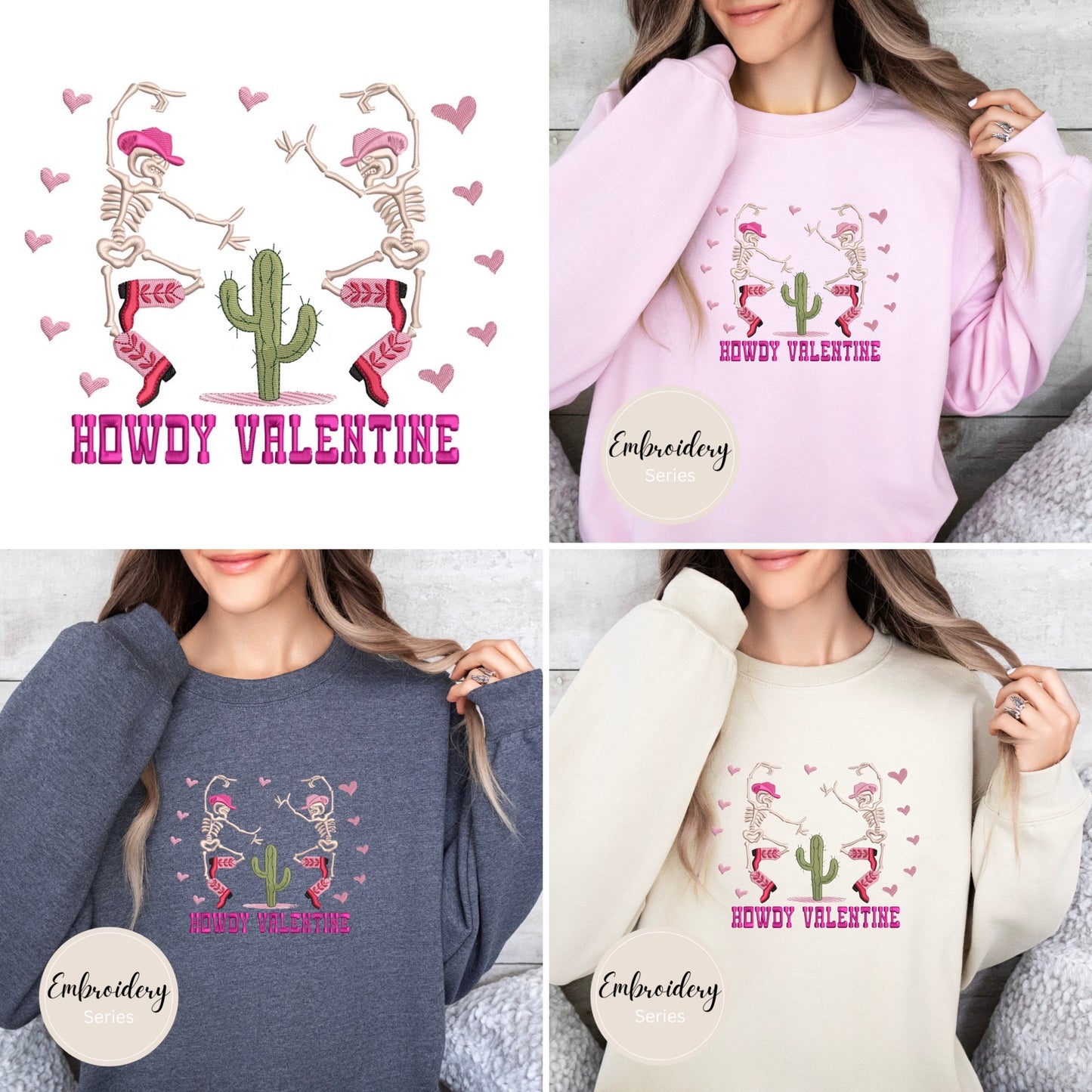 Embroidered Sweatshirt - Howdy Valentine