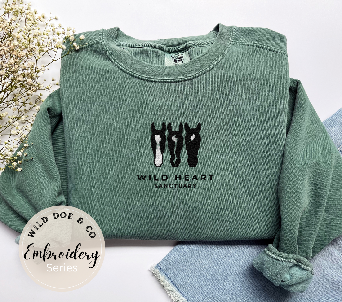 Embroidered Sweatshirt - Wild Heart Sanctuary Embroidered logo