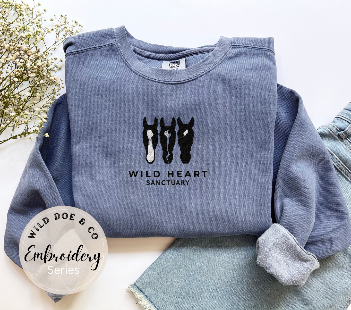 Embroidered Sweatshirt - Wild Heart Sanctuary Embroidered logo