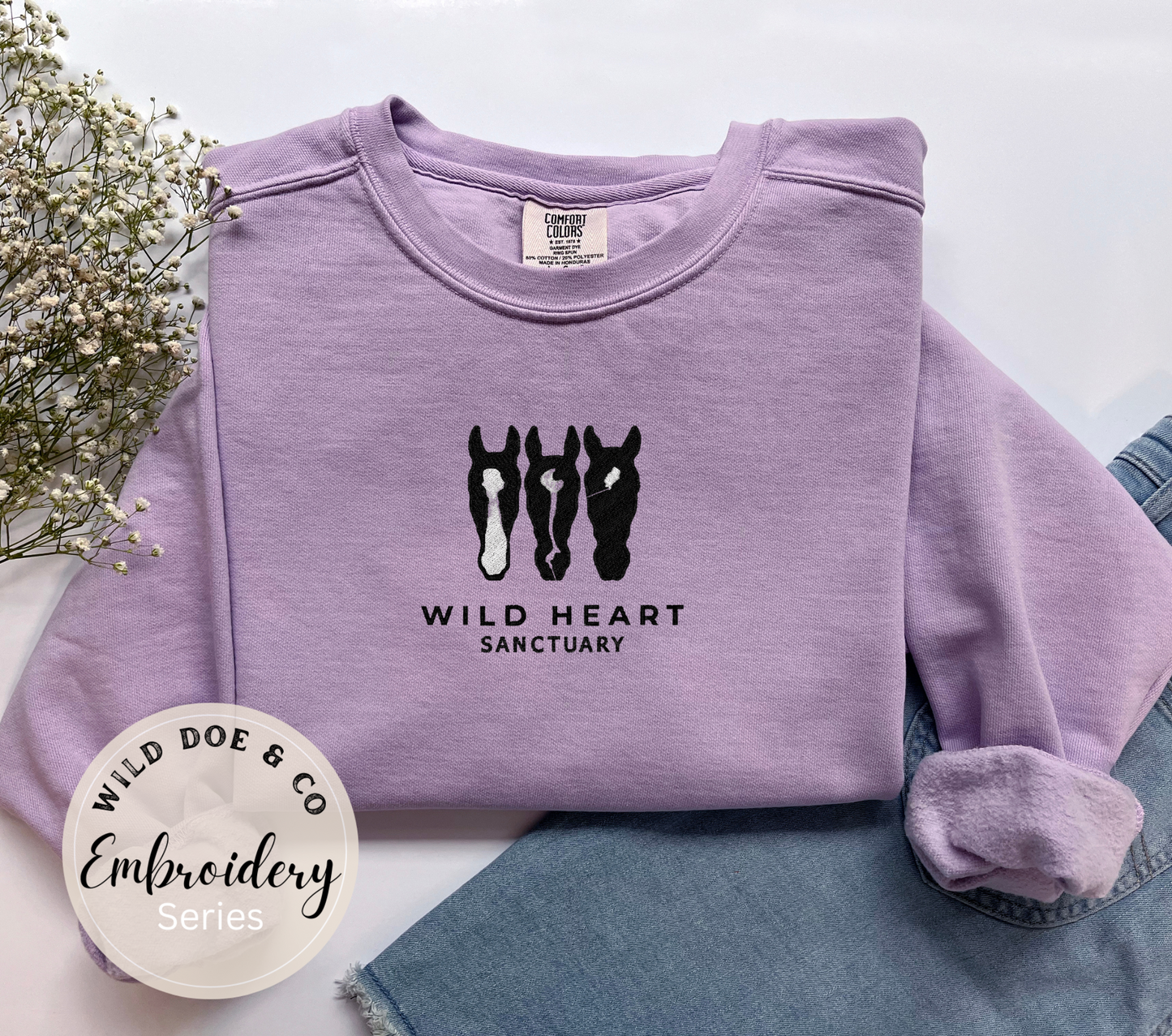 Embroidered Sweatshirt - Wild Heart Sanctuary Embroidered logo