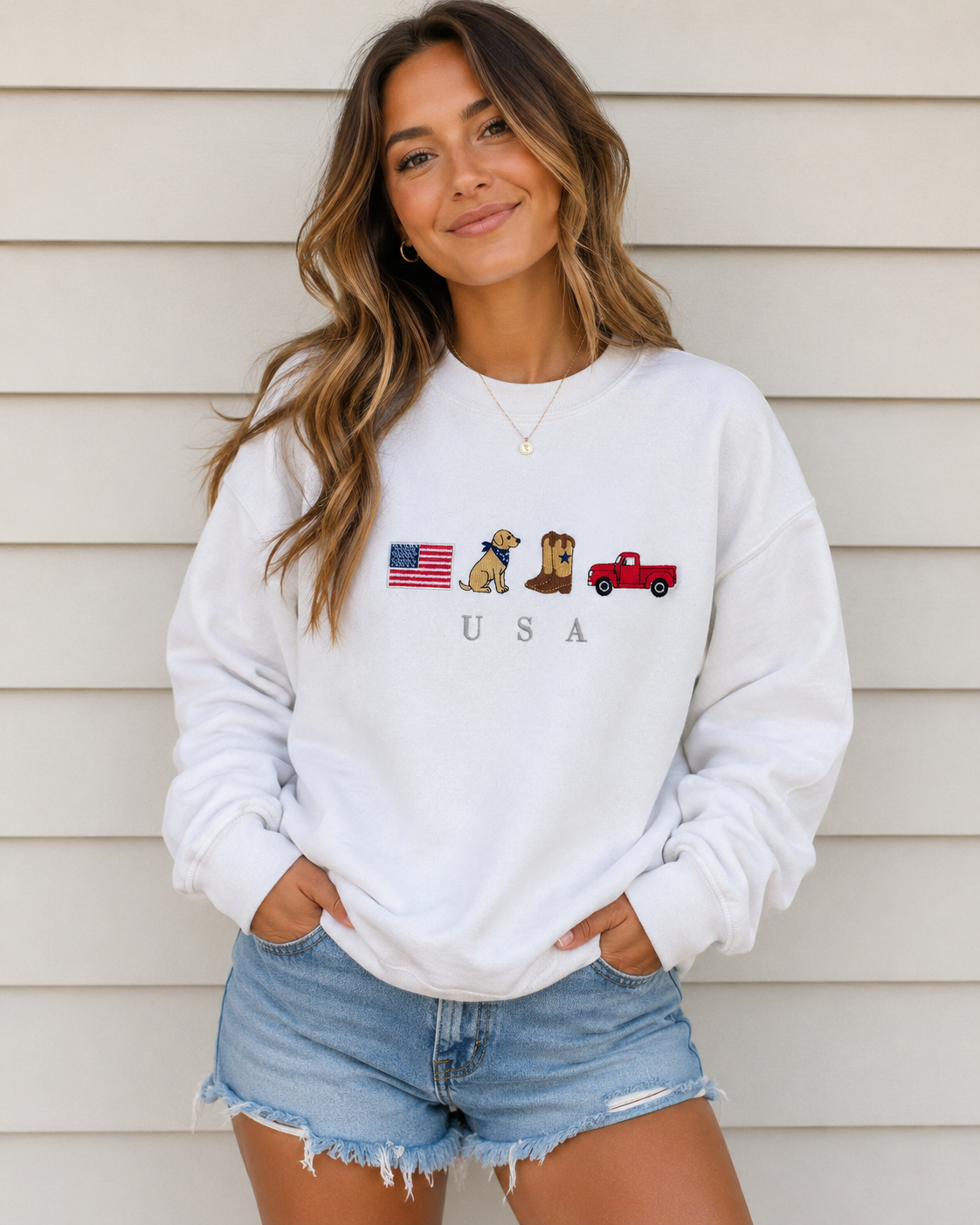 Embroidered Sweatshirt - Small Town USA