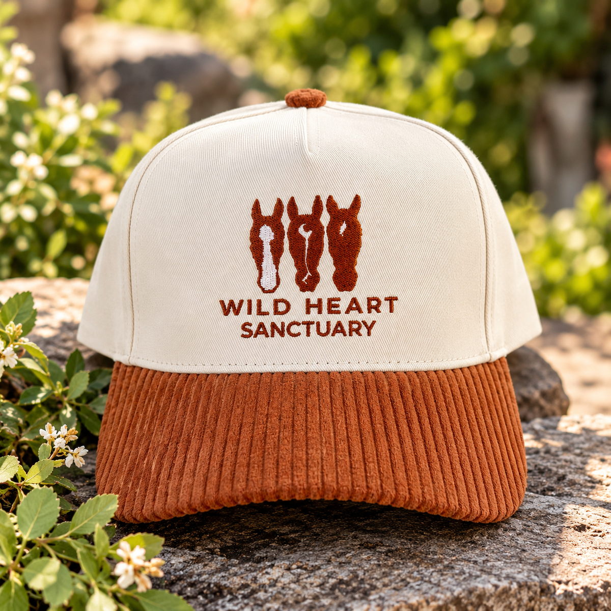Embroidered Hats- Wild Heart Sanctuary Cordory Trucker Hat