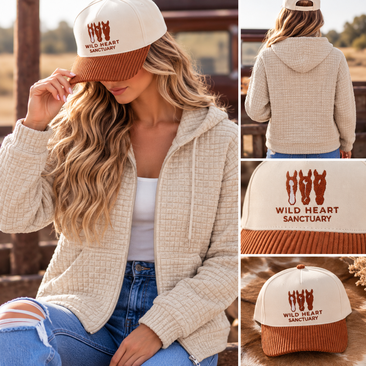 Embroidered Hats- Wild Heart Sanctuary Cordory Trucker Hat