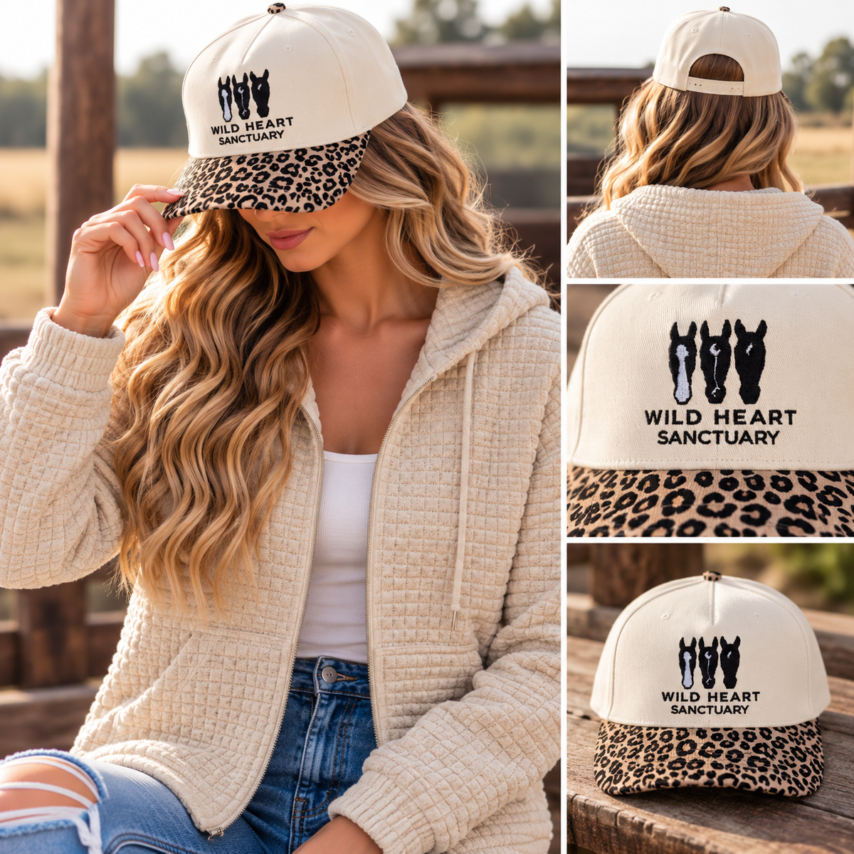 Embroidered Hats- Wild Heart Sanctuary Leopard brim