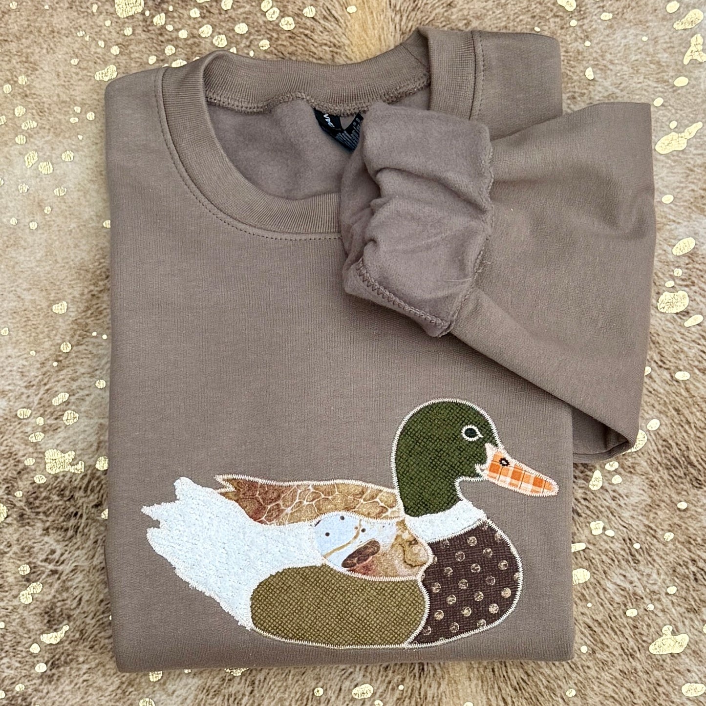 Embroidered Sweatshirt - Applique Mallard Duck