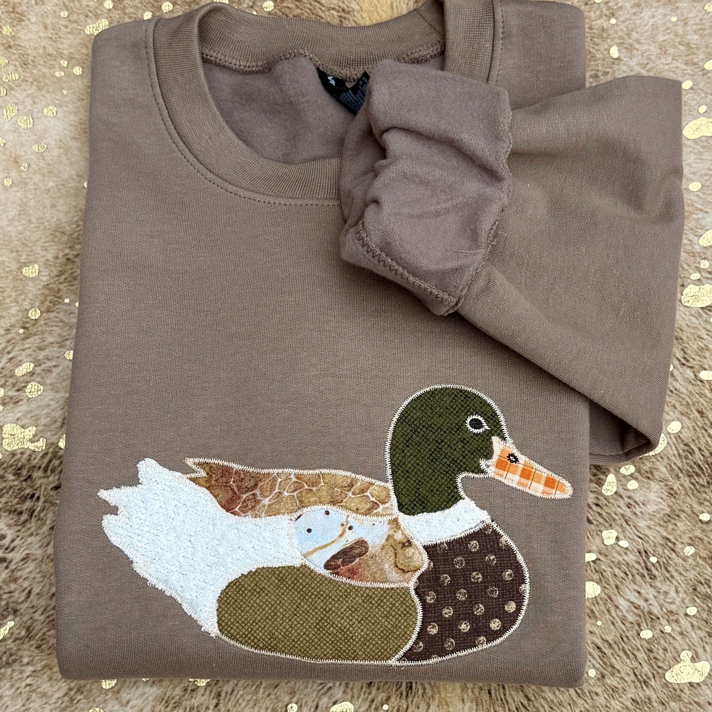 Embroidered Sweatshirt - Applique Mallard Duck