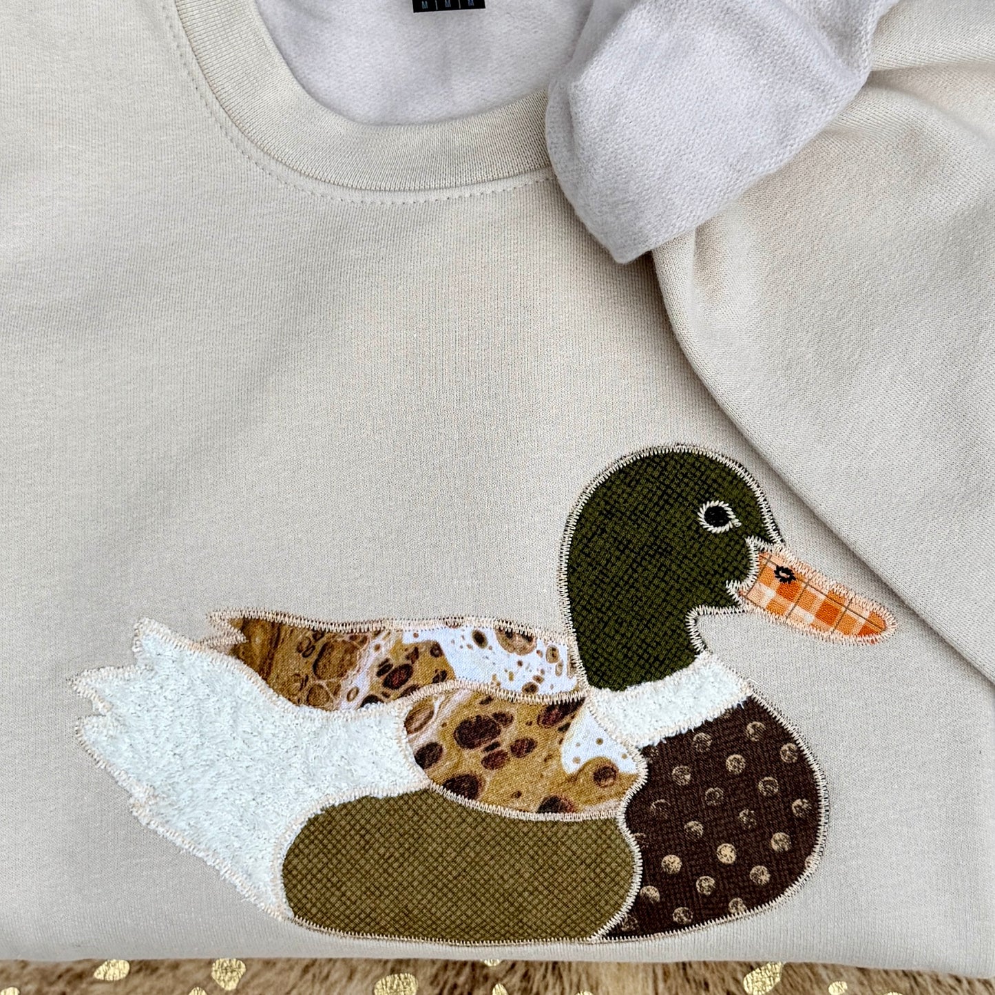 Embroidered Sweatshirt - Applique Mallard Duck