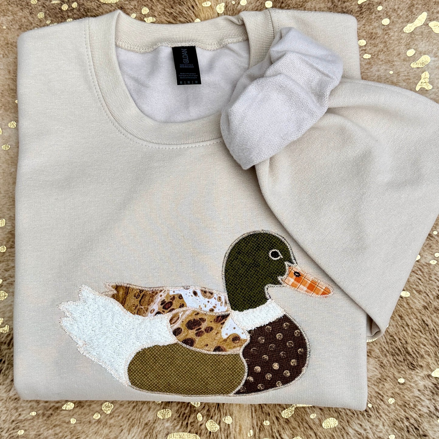 Embroidered Sweatshirt - Applique Mallard Duck