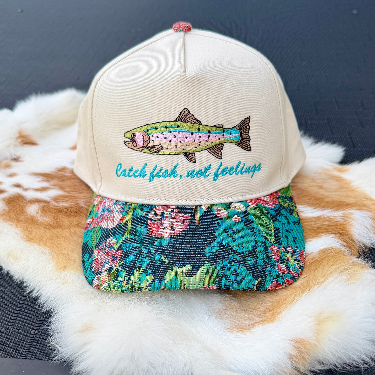 Embroidered Hats- Catch fish, not feelings