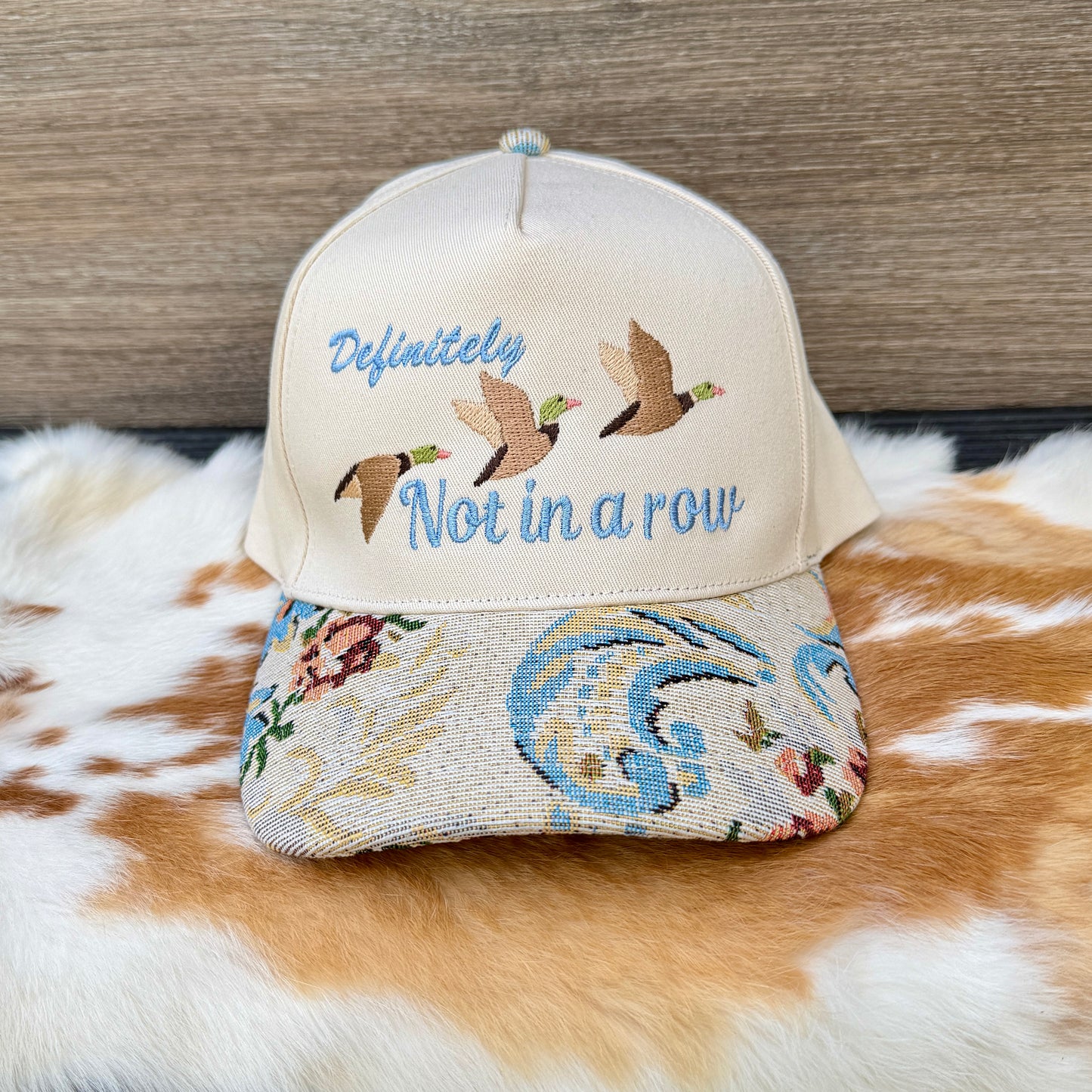 Embroidered Hats- Definitely Not in a row Ducks