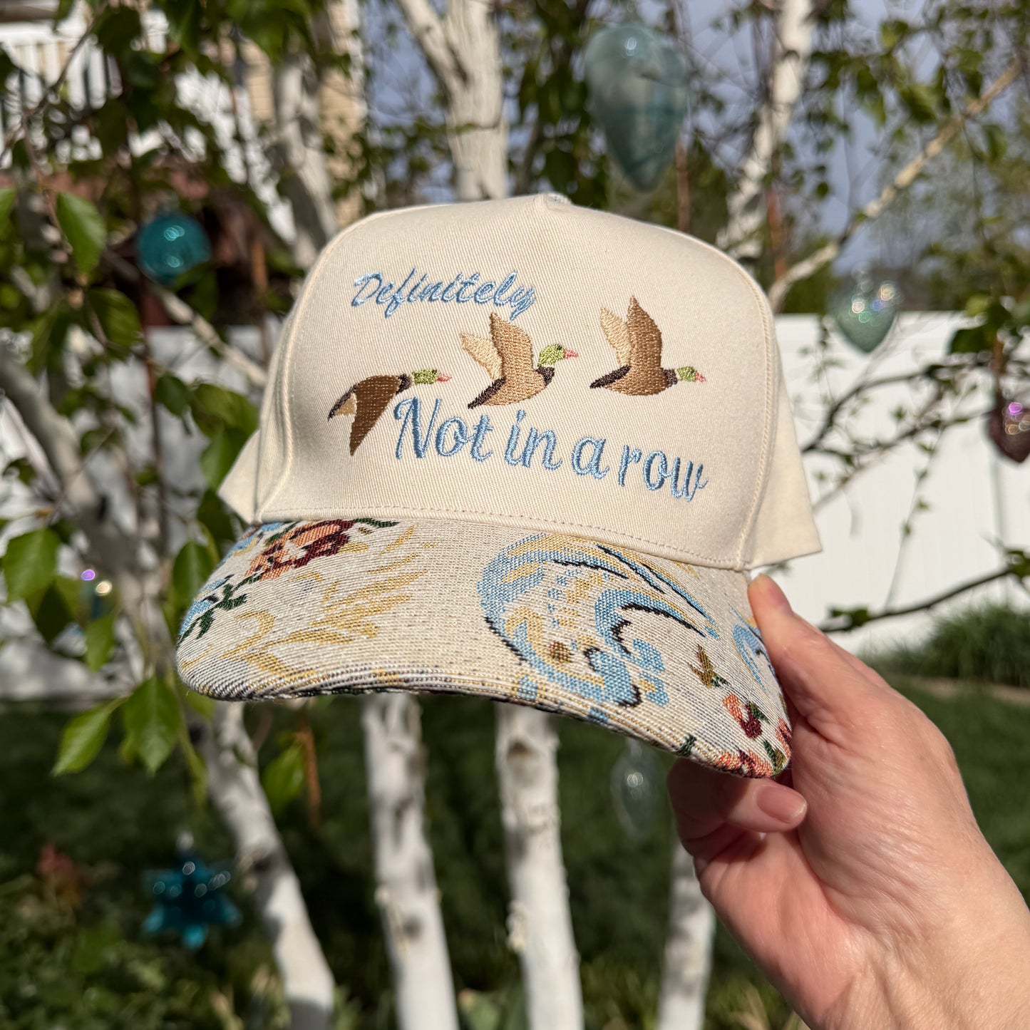 Embroidered Hats- Definitely Not in a row Ducks