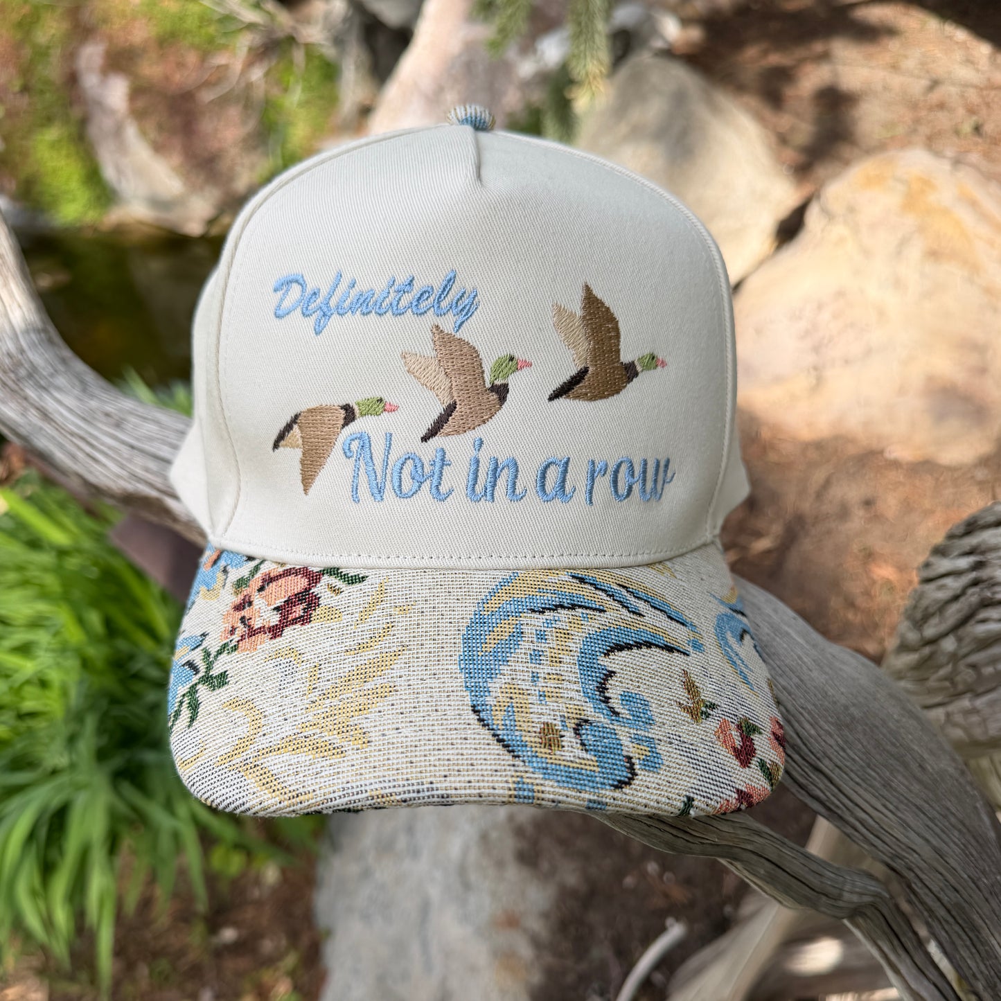Embroidered Hats- Definitely Not in a row Ducks