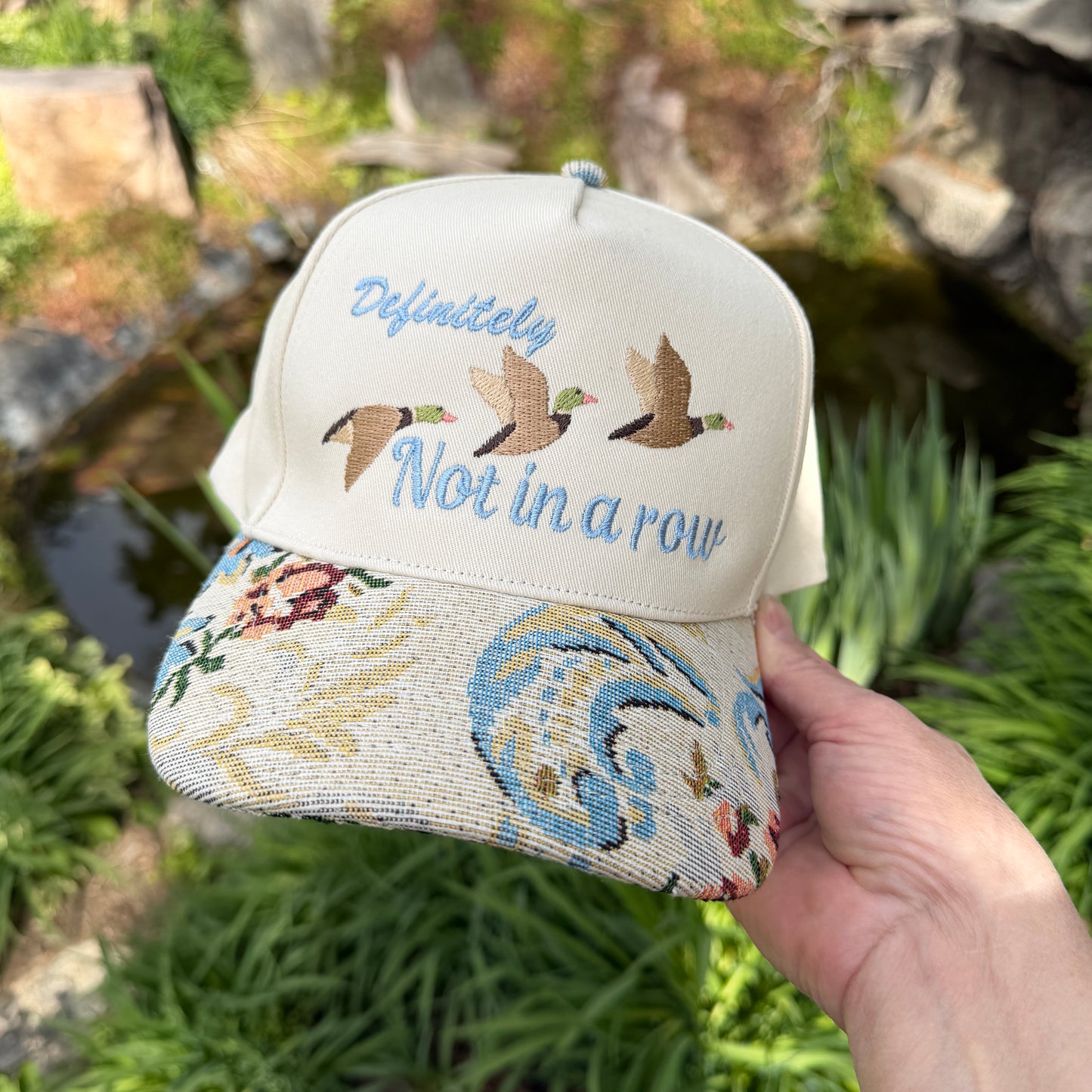 Embroidered Hats- Definitely Not in a row Ducks