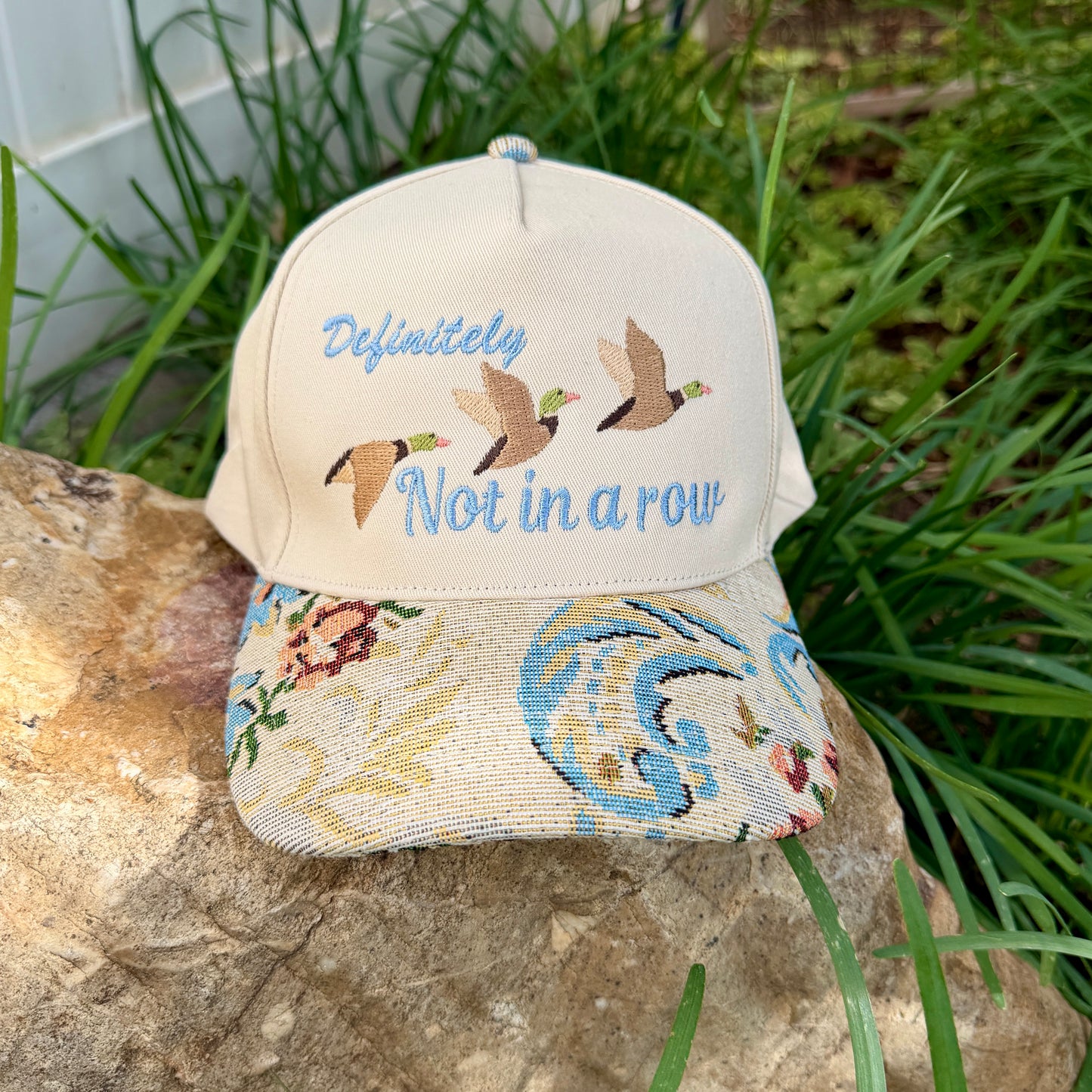 Embroidered Hats- Definitely Not in a row Ducks