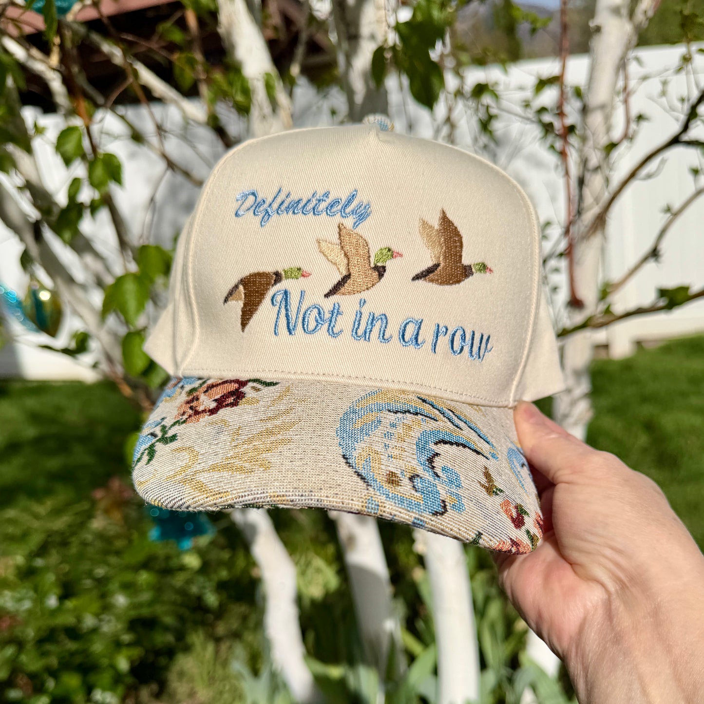 Embroidered Hats- Definitely Not in a row Ducks