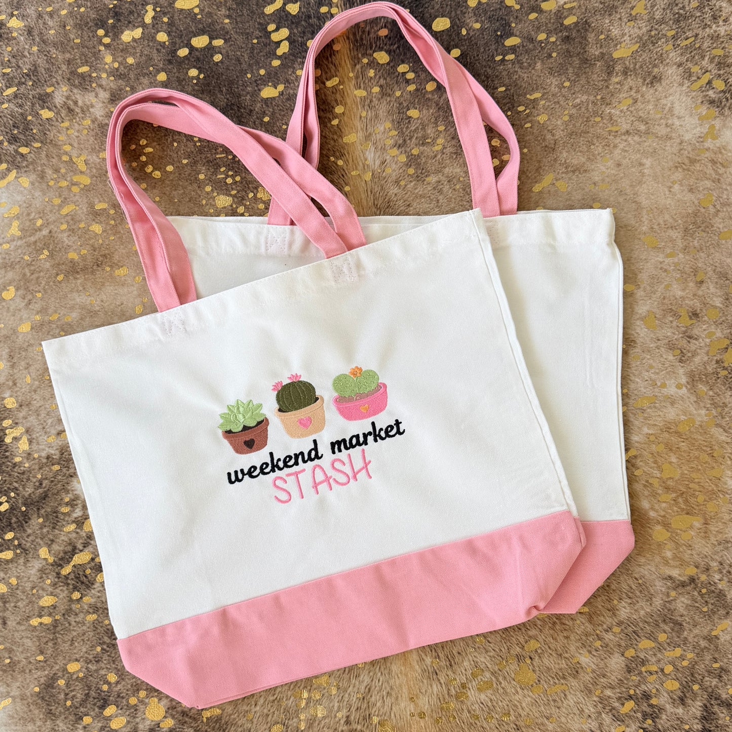 Tote Bags - Weekend Market Stash Succulents