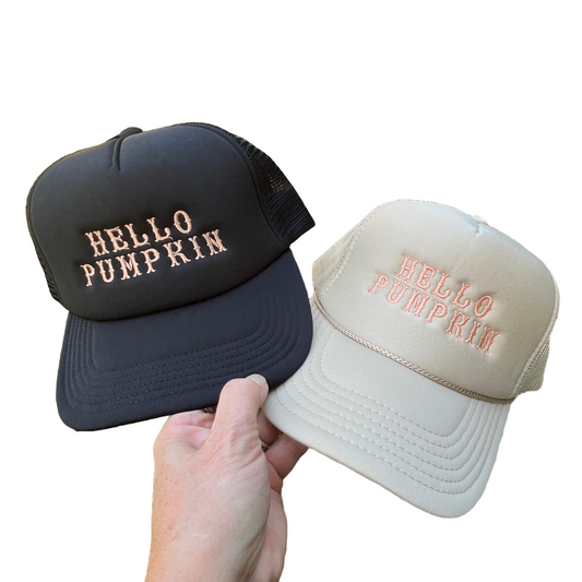 Embroidered Hats- Hello Pumpkin