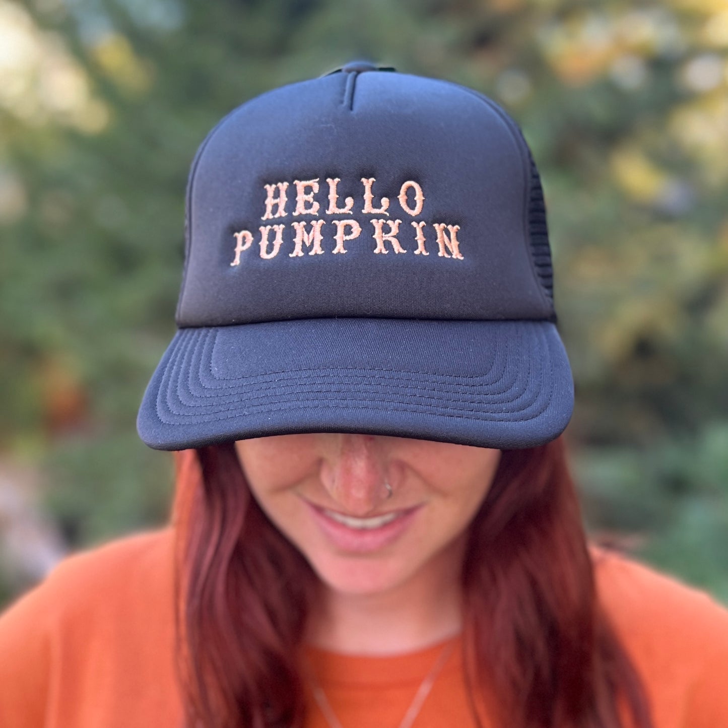 Embroidered Hats- Hello Pumpkin