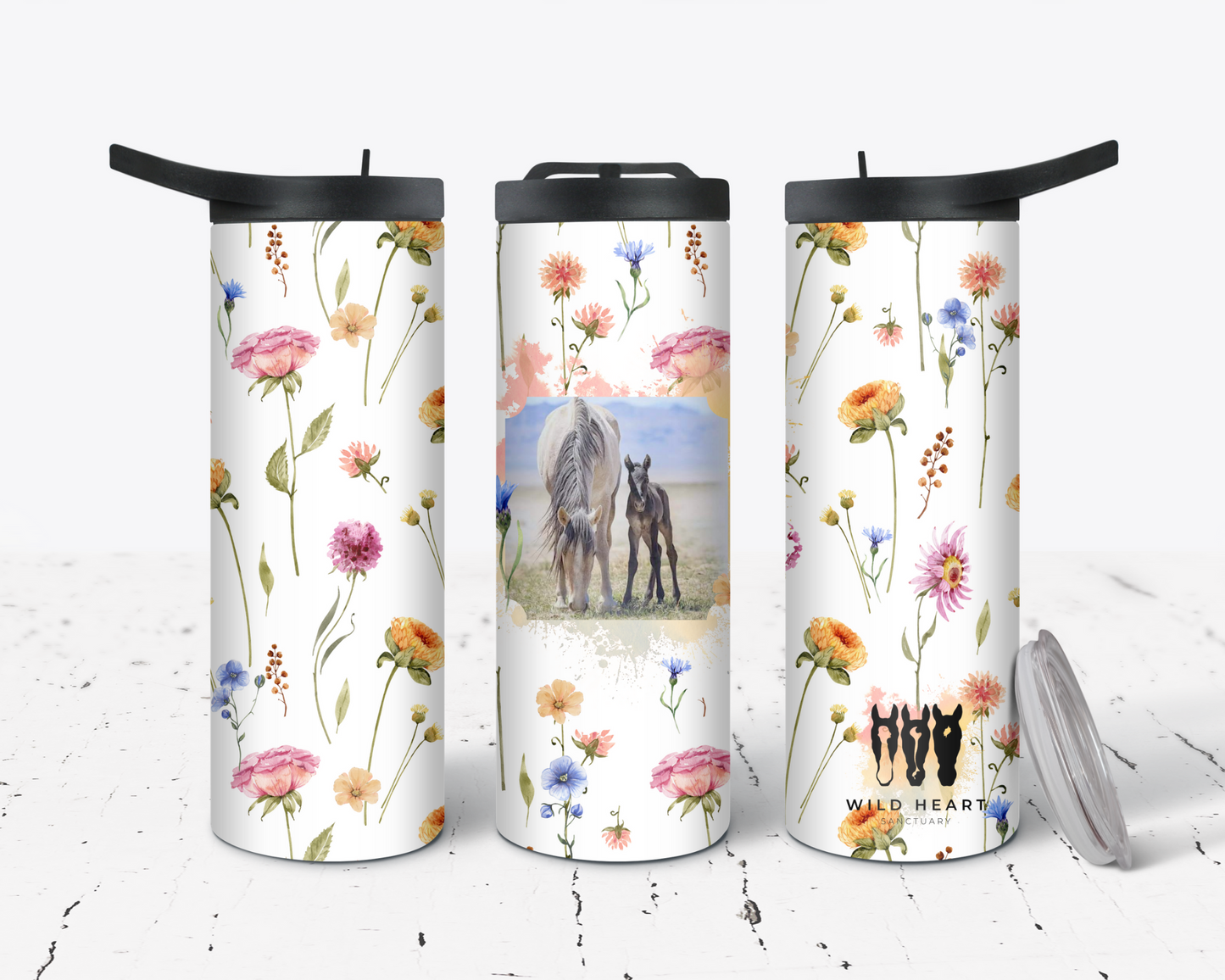 Hydration Duo Bottle 25oz Duo Skinny Tumbler- Wildflowers-Wild Heart Sanctuary