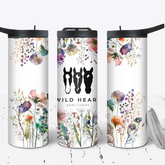 Hydration Duo Bottle 25oz Duo Skinny Tumbler- Watercolor Wildflowers-Wild Heart Sanctuary