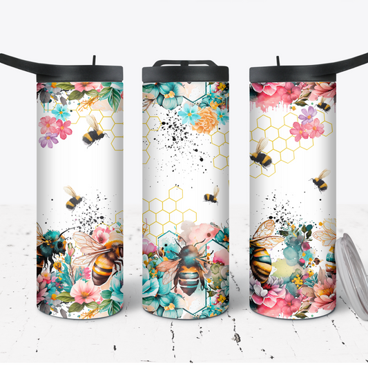 Hydration Bottle 25oz Duo Skinny Tumbler- Floral Beehive