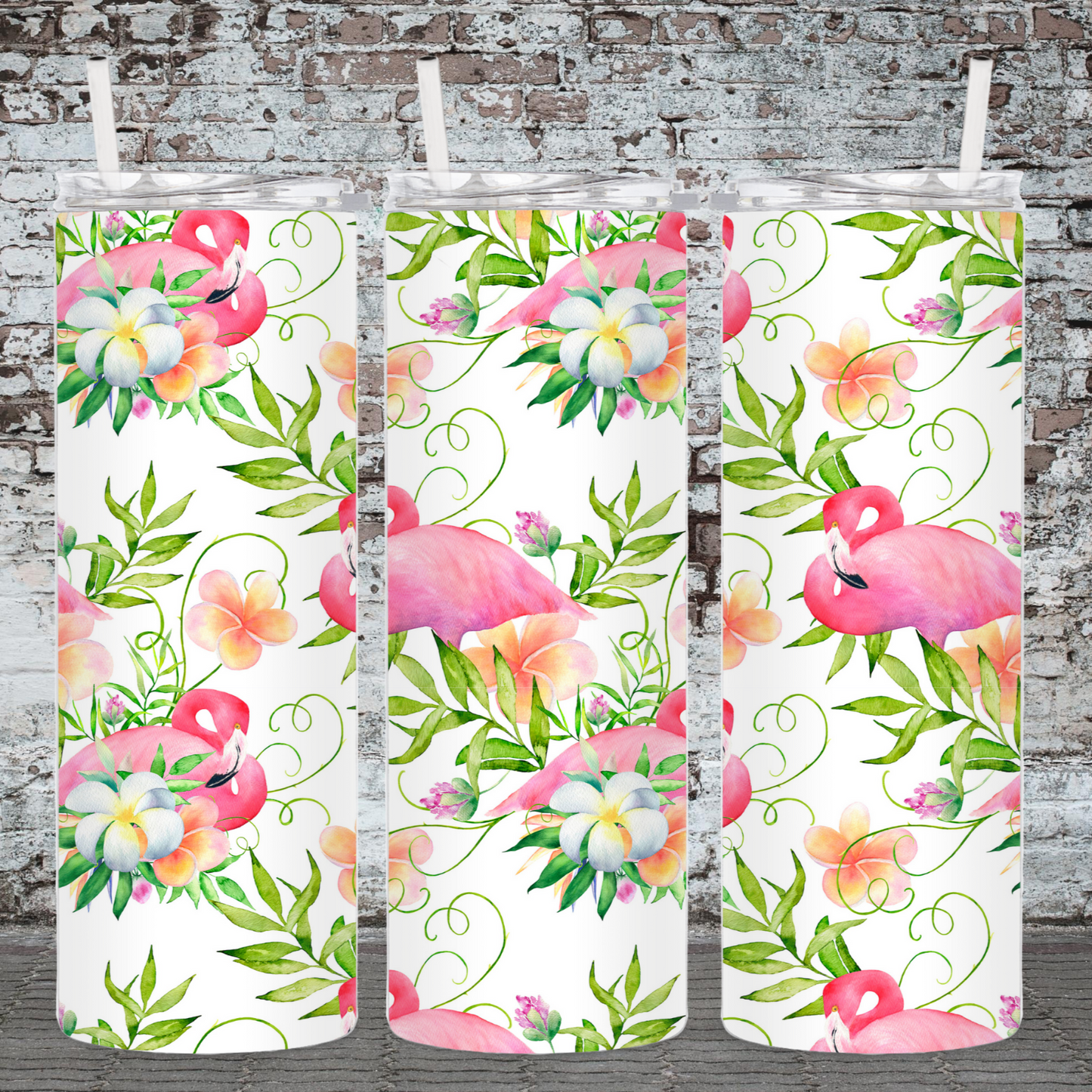 Hydration Bottle 25oz Duo Skinny Tumbler- Tropical Flamingo