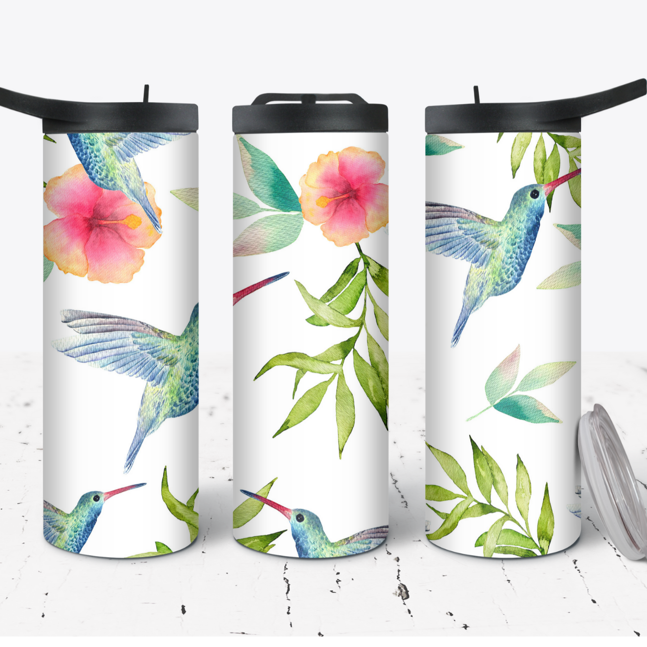 Hydration Bottle 25oz Duo Skinny Tumbler- Hummingbird