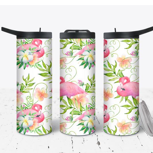 Hydration Bottle 25oz Duo Skinny Tumbler- Tropical Flamingo