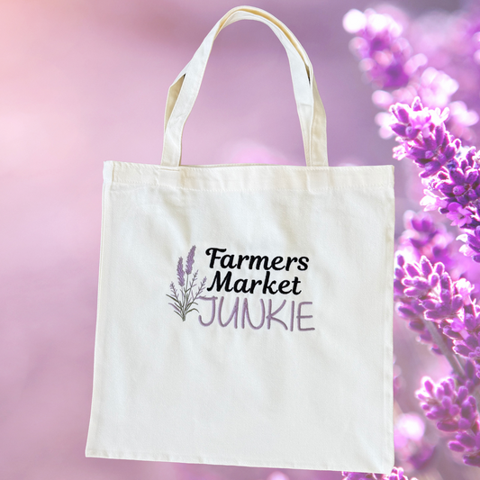 Tote Bags - Farmers Market Junkie Lavender