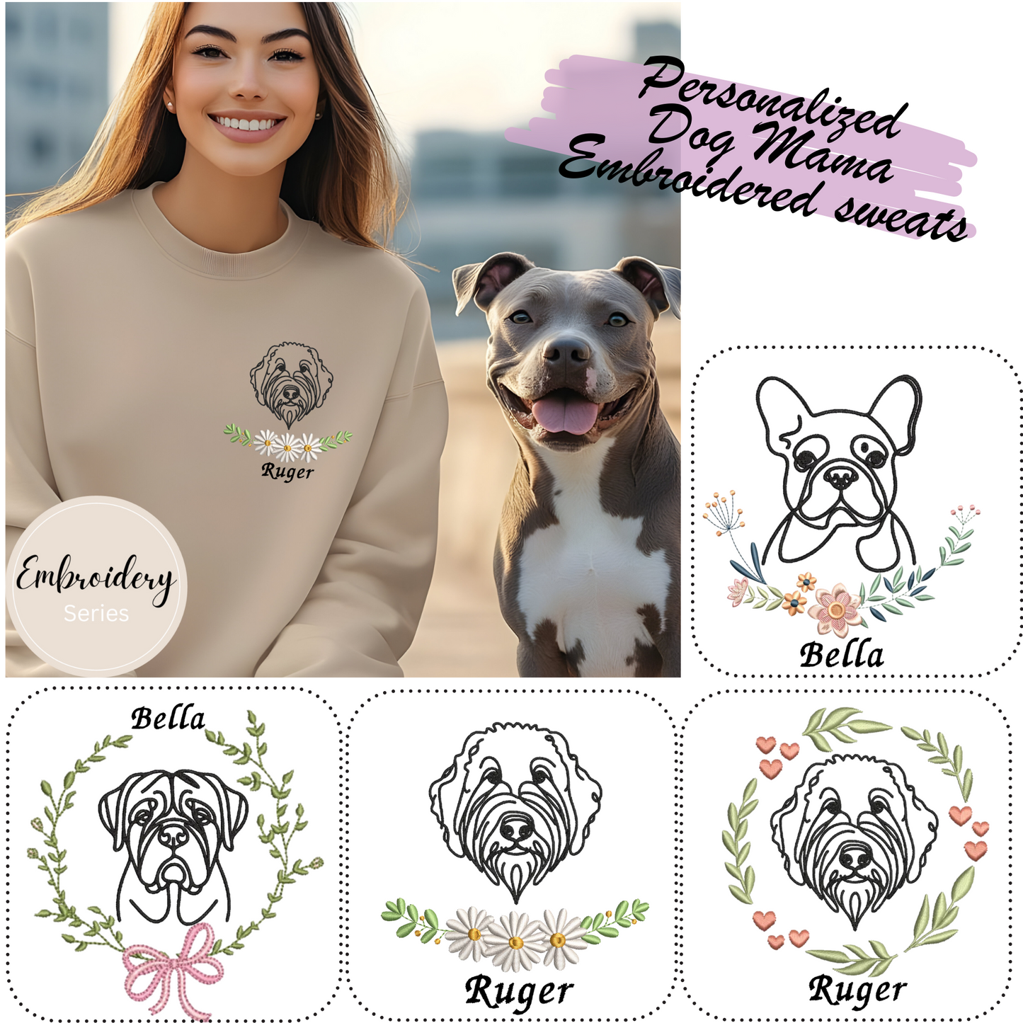 Embroidered Sweatshirt - Personalized Dog Mom logo