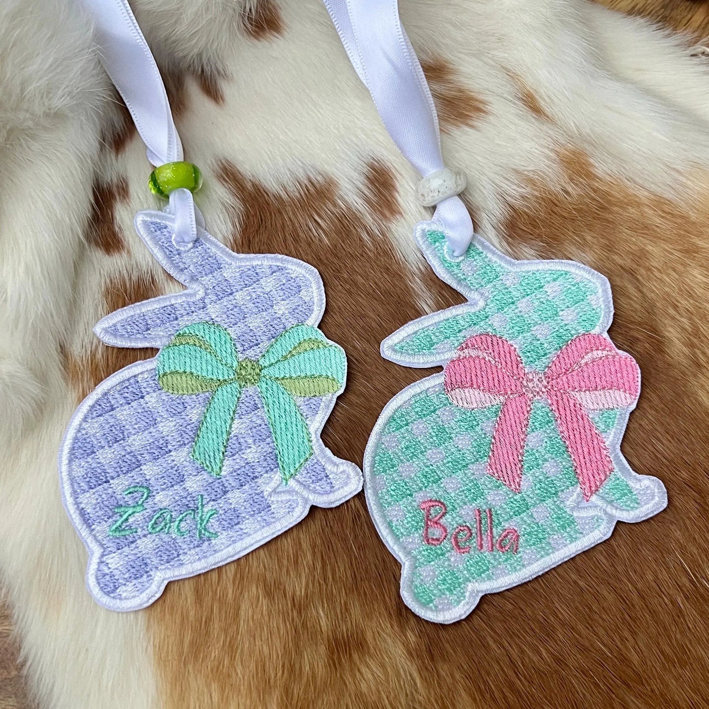 Embroidered Patches - Personalized Checkered Bunny