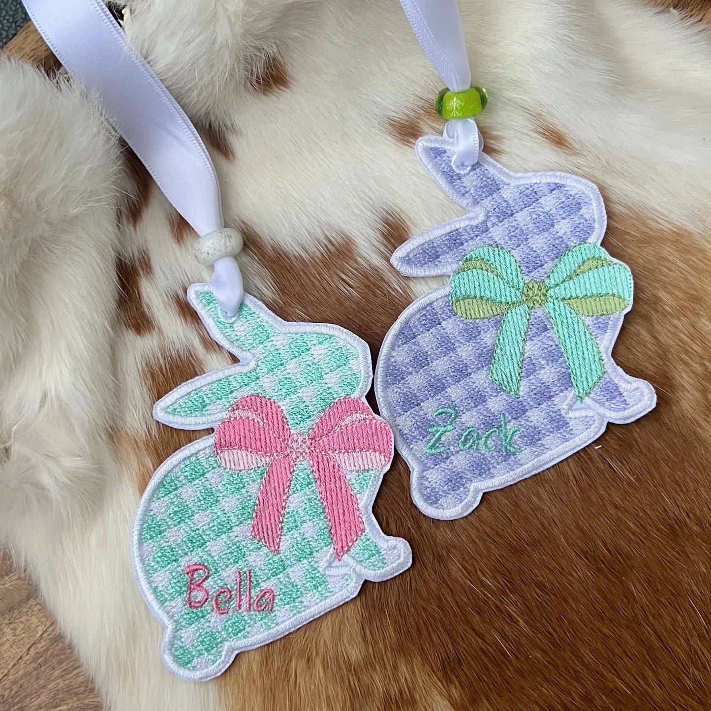 Embroidered Patches - Personalized Checkered Bunny