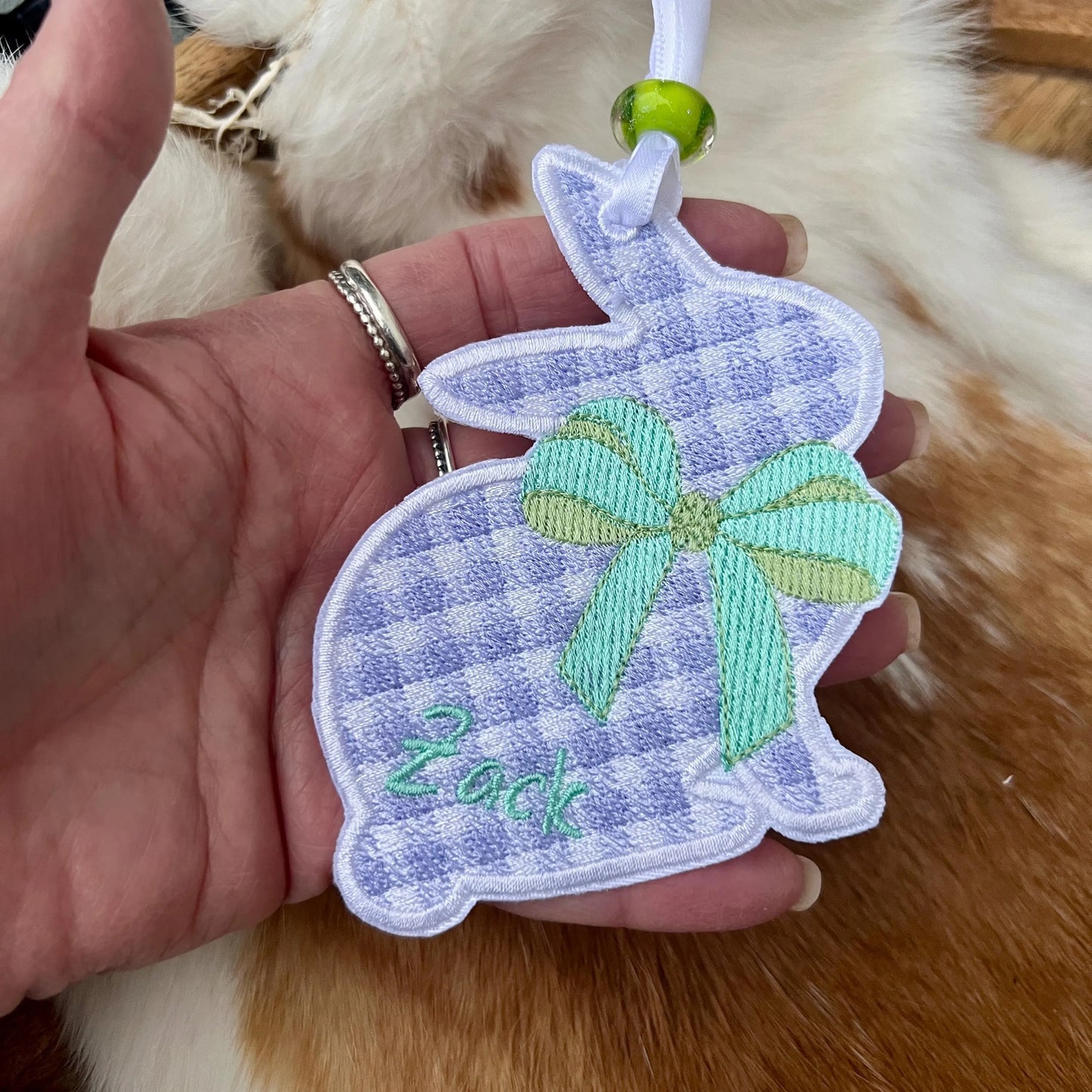 Embroidered Patches - Personalized Checkered Bunny