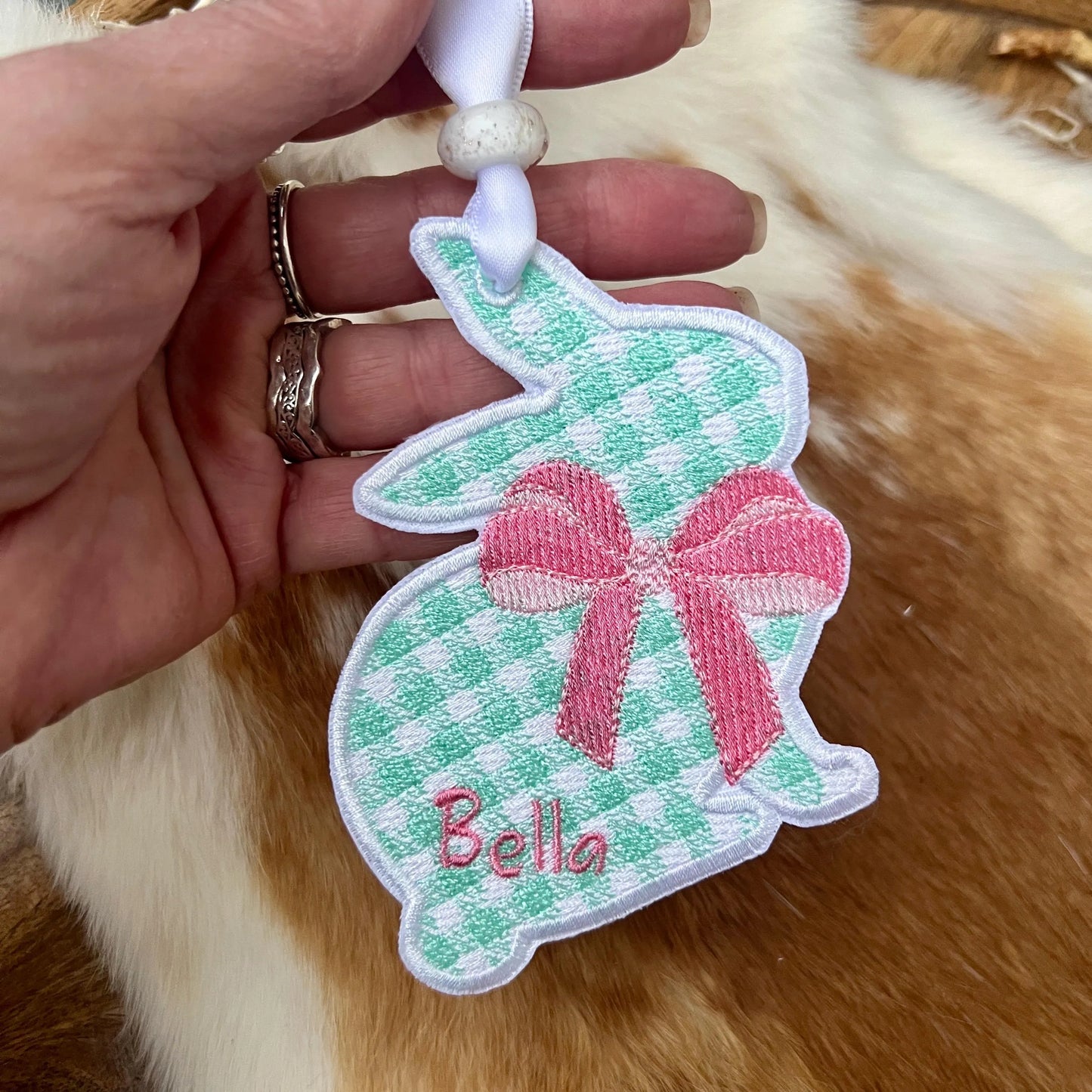 Embroidered Patches - Personalized Checkered Bunny