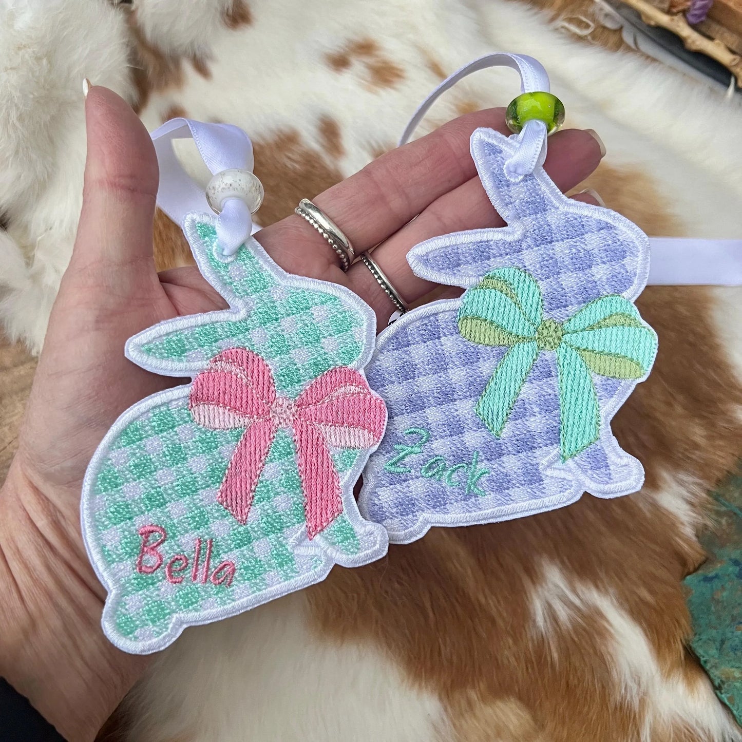 Embroidered Patches - Personalized Checkered Bunny