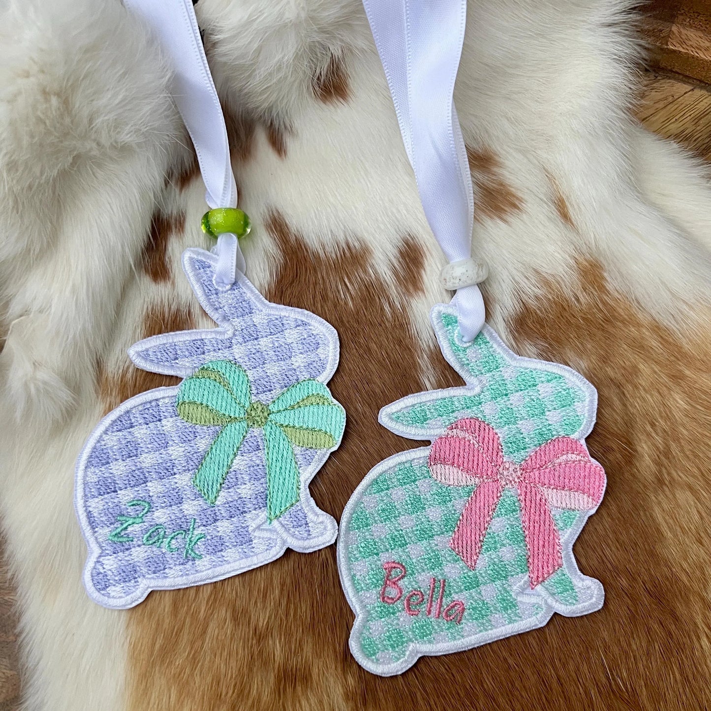 Embroidered Patches - Personalized Checkered Bunny