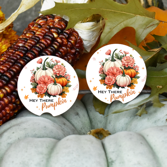 Ceramic Car Coaster Set - Hey There Pumpkin