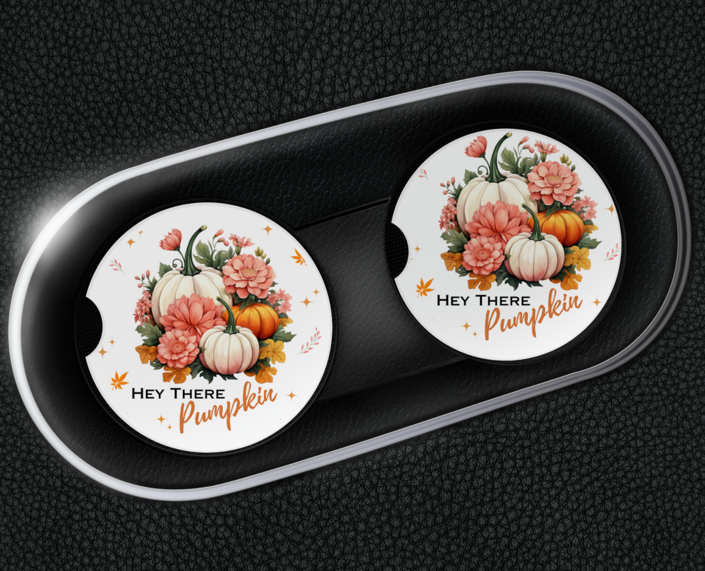 Ceramic Car Coaster Set - Hey There Pumpkin