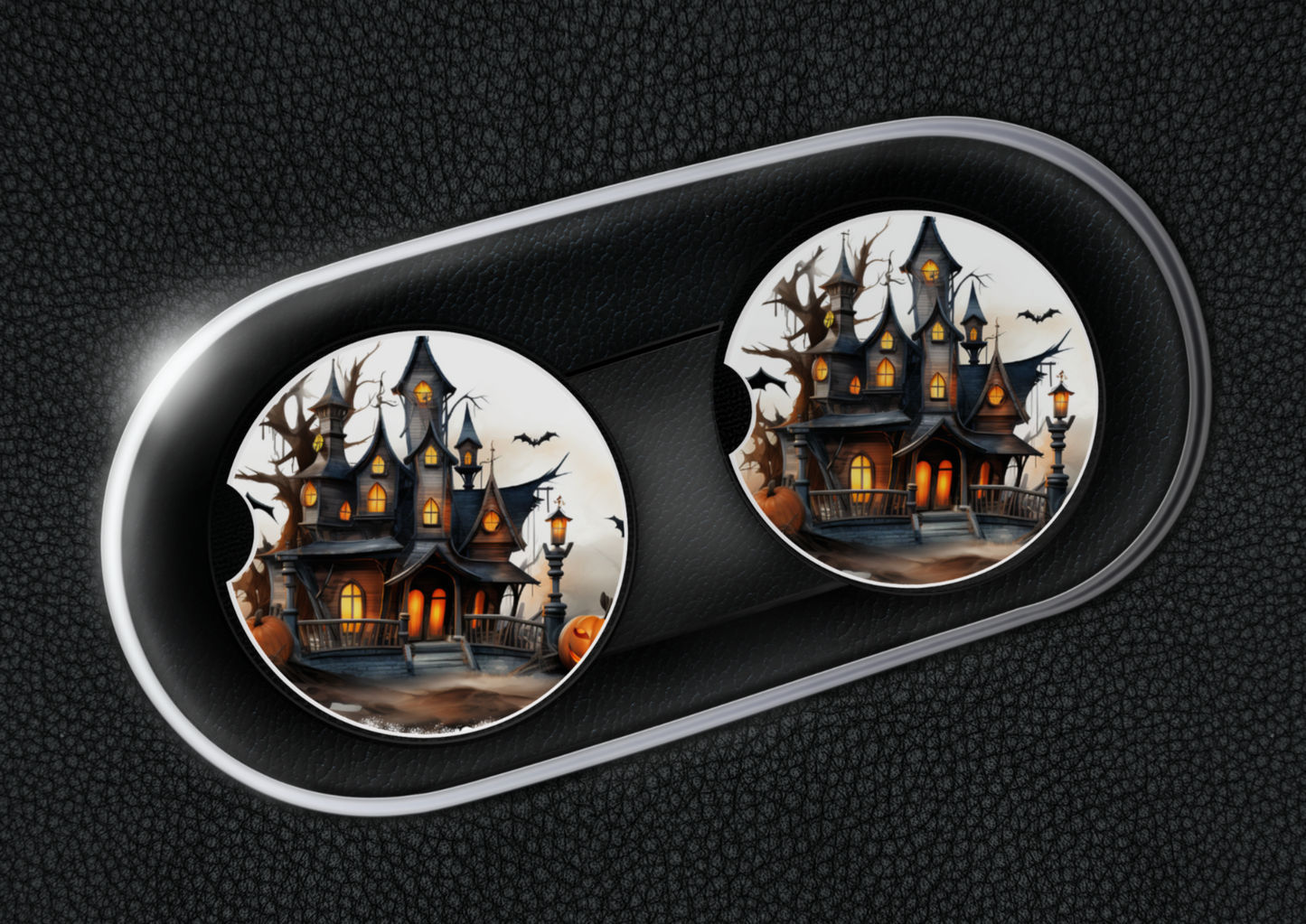 Ceramic Car Coaster Set - Haunted House