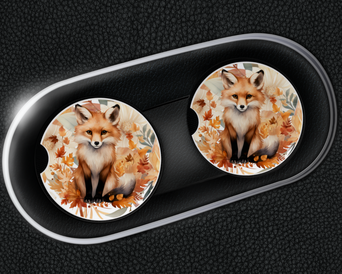 Ceramic Car Coaster Set - Autumn Fox