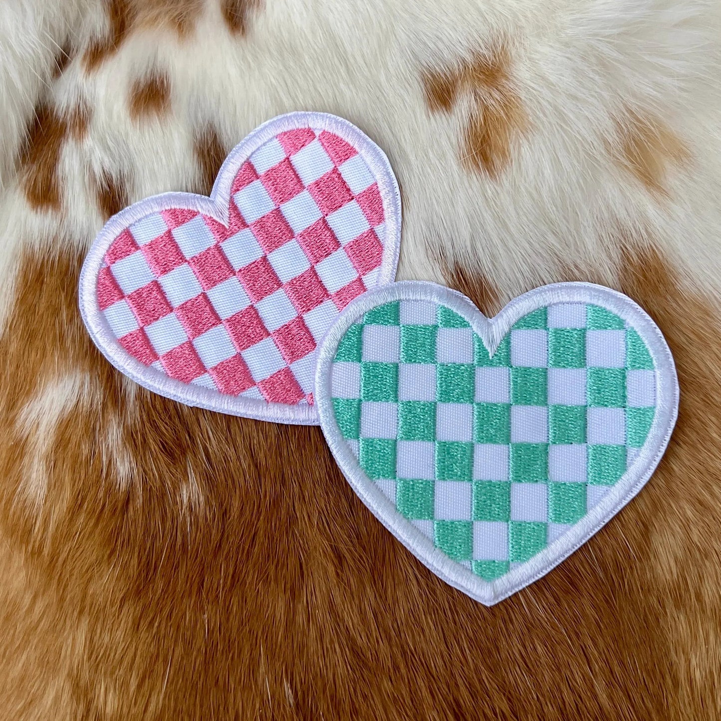 Embroidered Patches - Checked heart