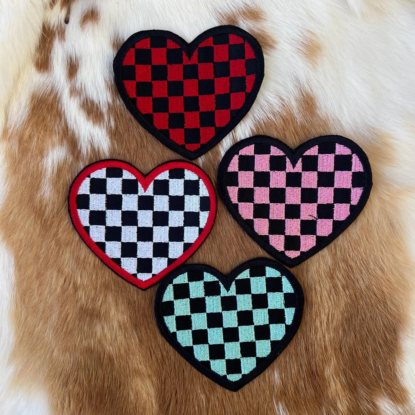 Embroidered Patches - Checked heart