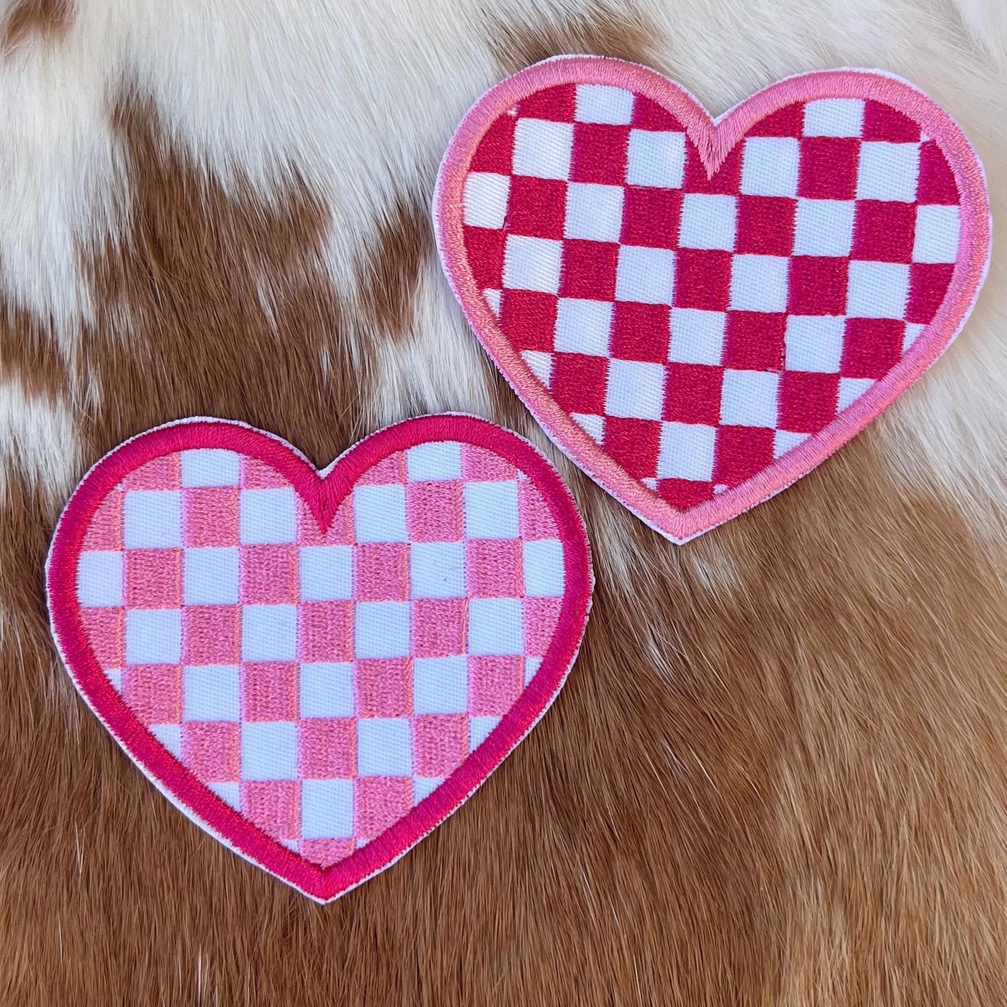 Embroidered Patches - Checked heart