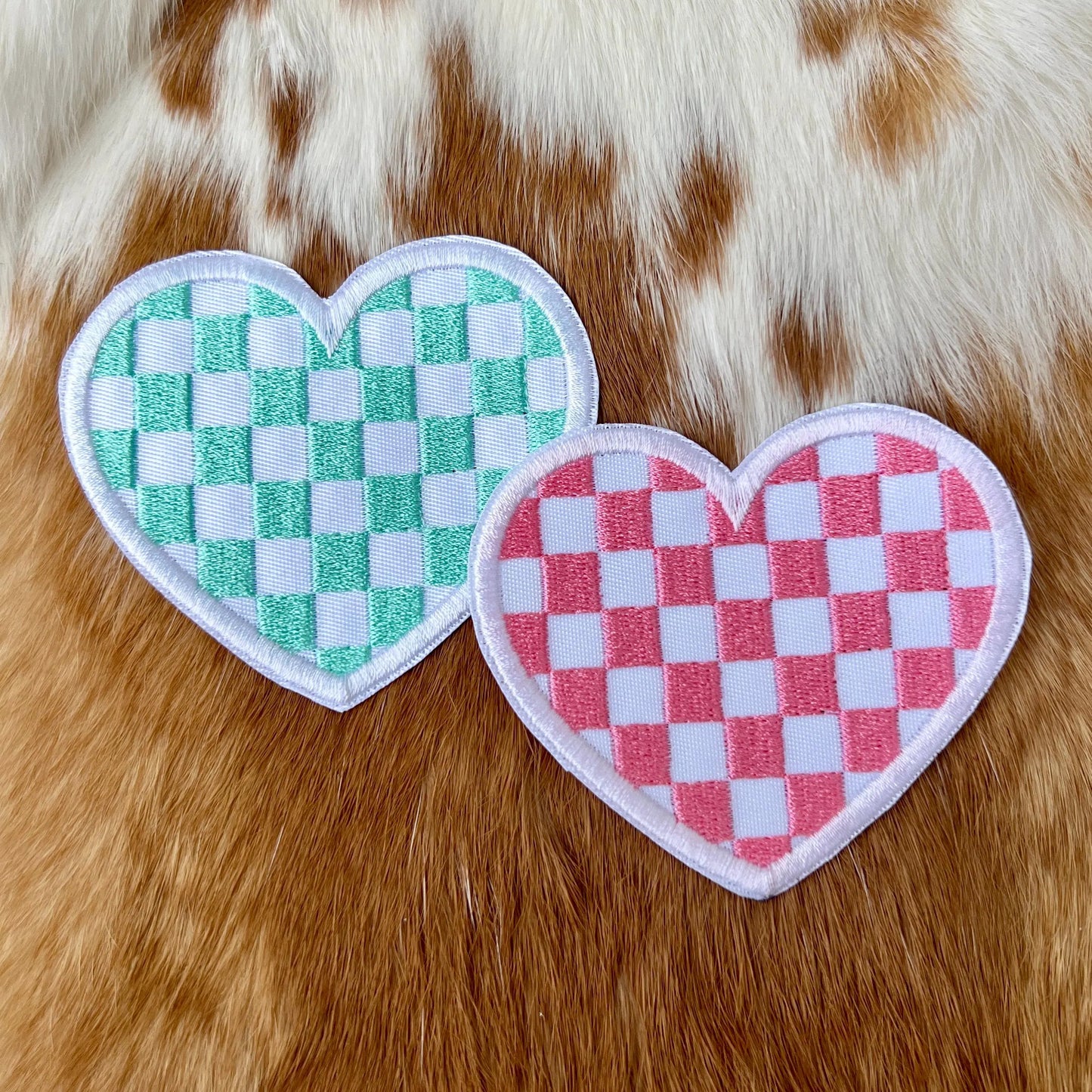 Embroidered Patches - Checked heart