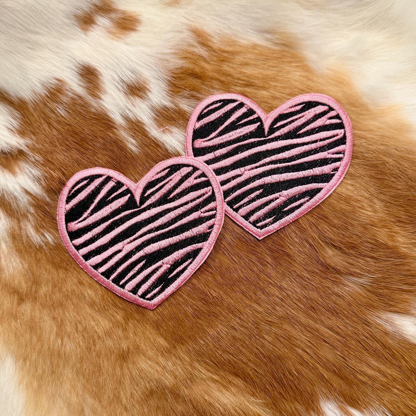 Embroidered Patches - Heart Animal print