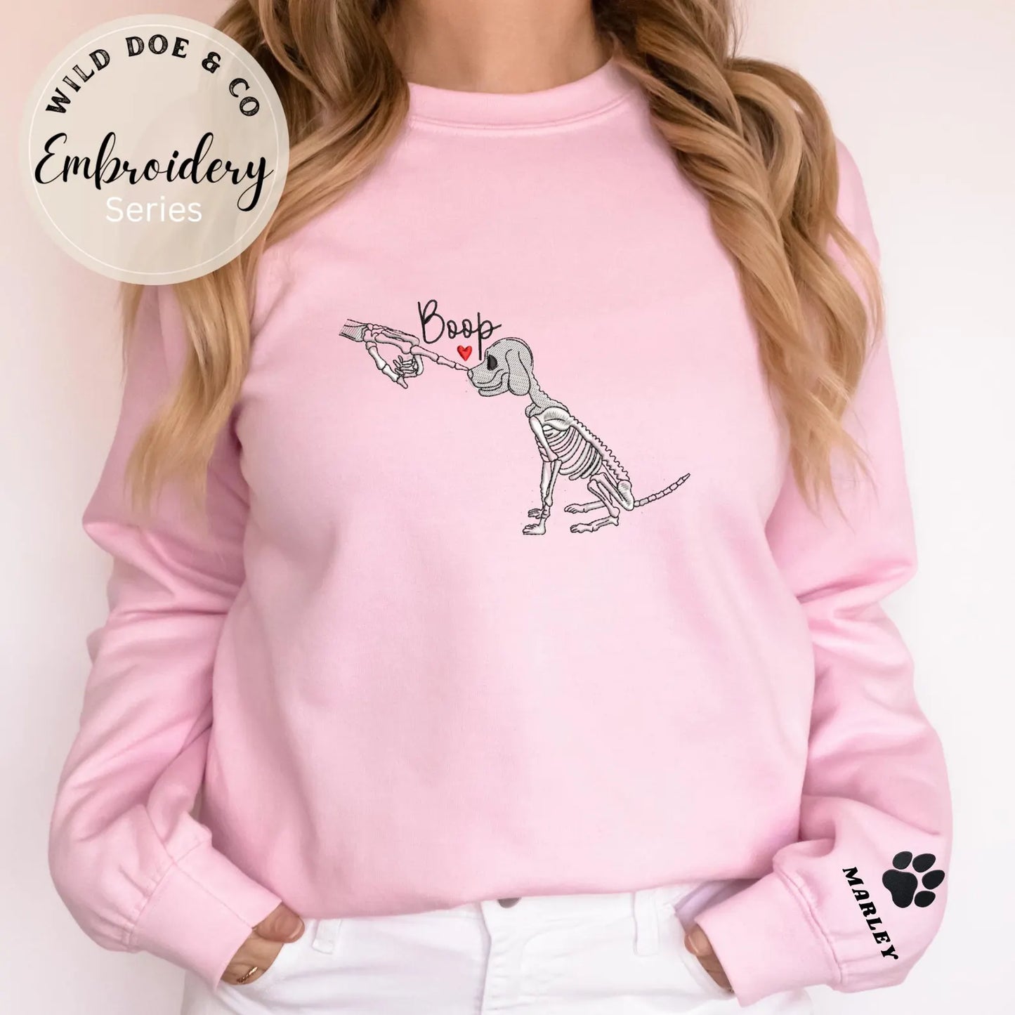 Embroidered Sweatshirt - BOOP Dog Skeleton