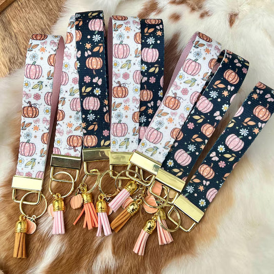 Gifts - Wristlet Key Chain Fall Pumpkins