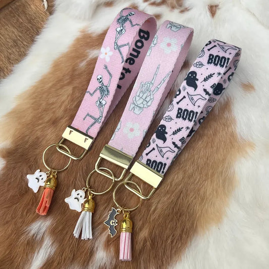 Gift - Wristlet Key Chain Skeleton an bats wristlets with charm tassel